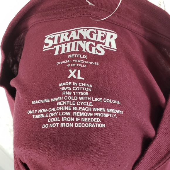 Stranger Things Wine Colored Character Print Long Sleeve Top Size XL - Picture 3 of 4
